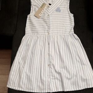 NWT Blue and White Striped Kids Dress Size 9y